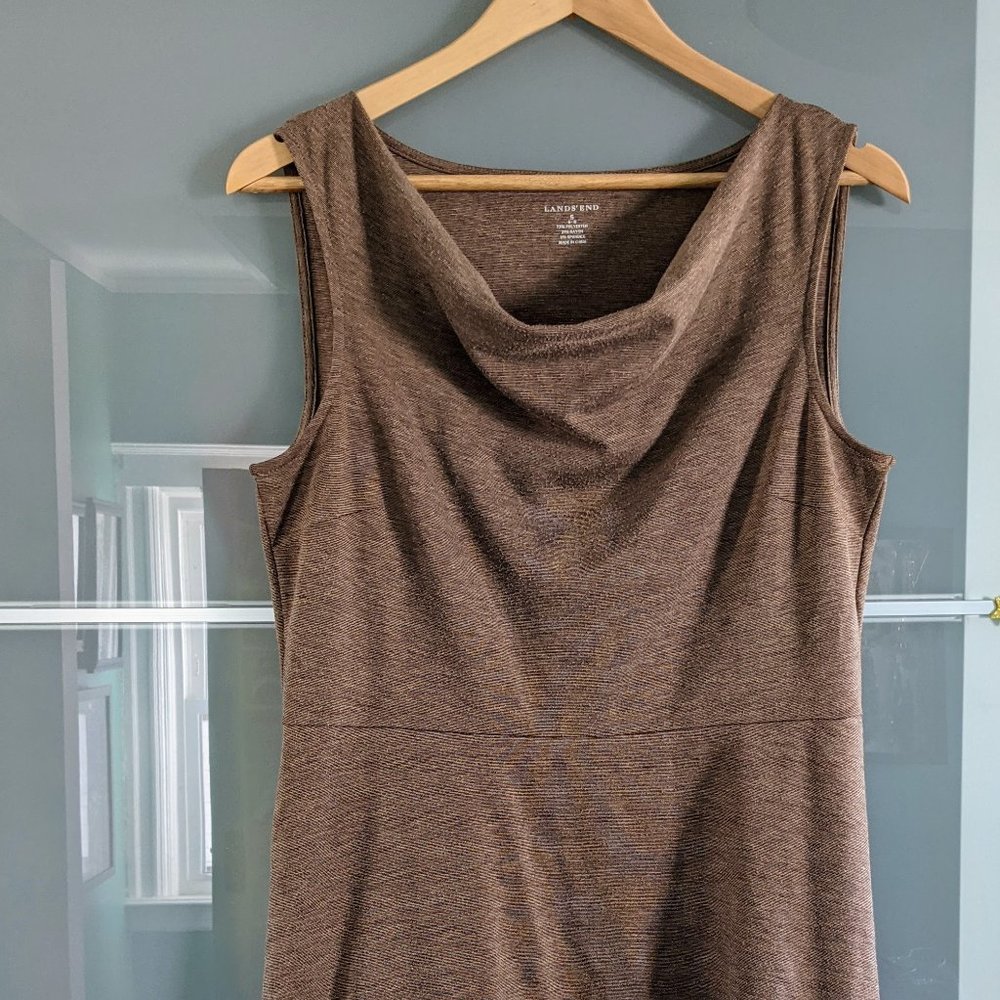 Brown Heathered Drape Neck Dress